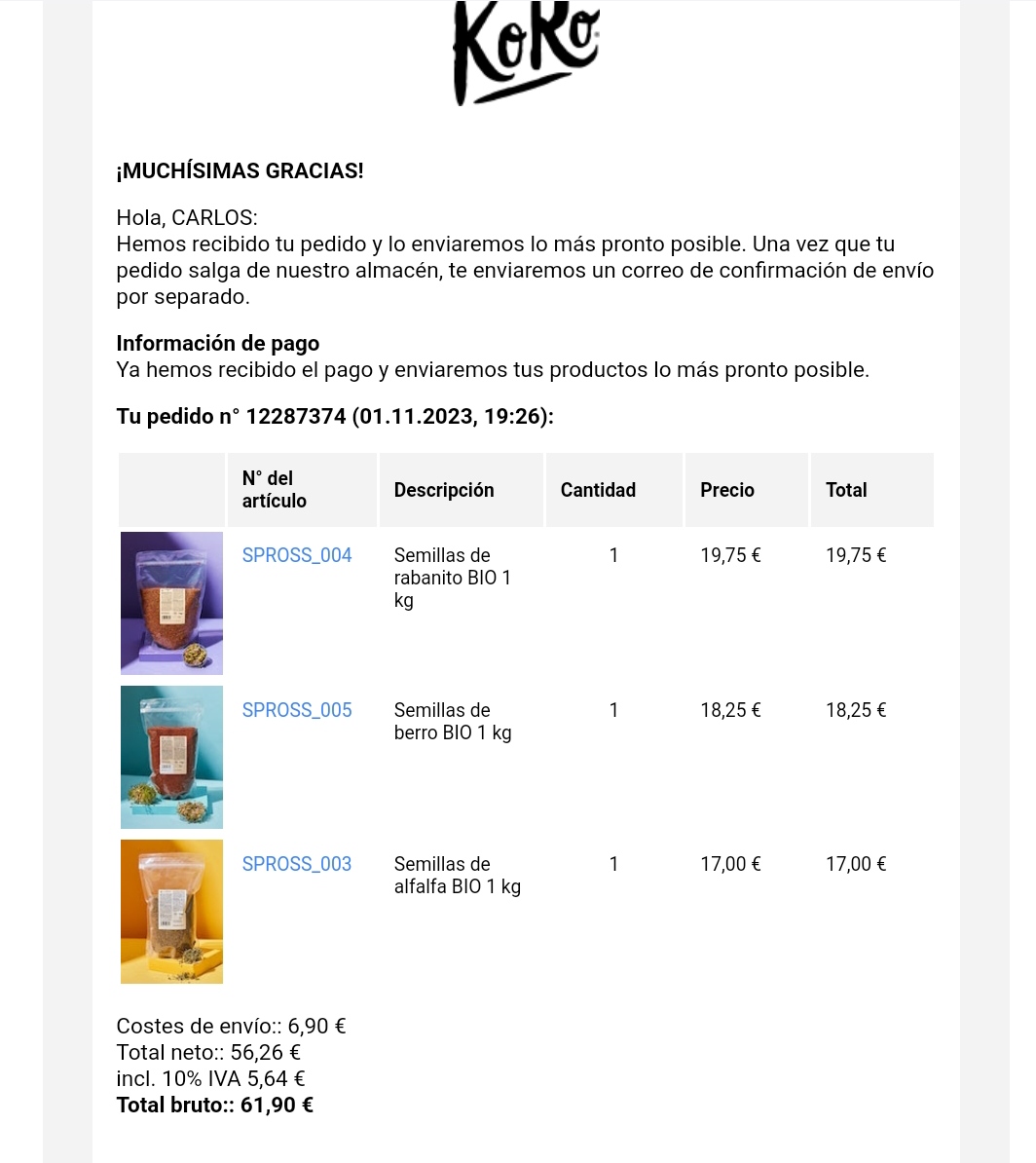 Semillas bio a menos de 20€/kg